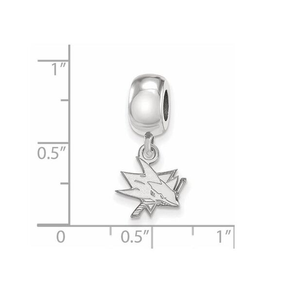 Sterling Silver Rhodium Plated NHL San Jose Sharks XS Dangle Bead - Picture 5 of 6